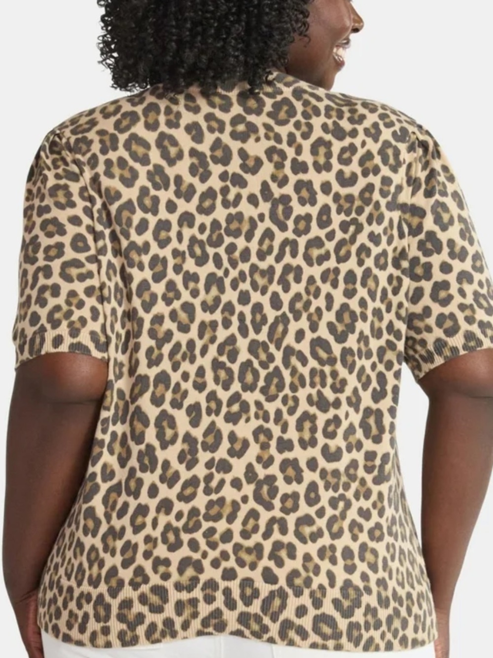 Terra & Sky Women's Plus Leopard Short Sleeve Sweater 3X NWT - Picture 2 of 11